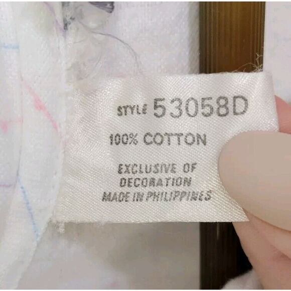 Vintage Windy Rose White Pastel Pinstriped Cotton Flannel Nightgown Size Medium - Picture 7 of 9